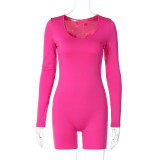 Solid Color Long Sleeve Sport Romper BLG-P3613199A