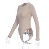 Casual Solid Color Long Sleeve Bodysuit BLG-P9B1581A