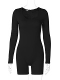 Solid Color Long Sleeve Sport Romper BLG-P3613199A