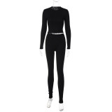 Casual Slim Long Sleeve Pants Yoga 2 Piece Set BLG-S2B11073K