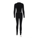 Casual Slim Long Sleeve Pants Yoga 2 Piece Set BLG-S2B11073K