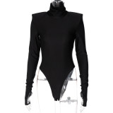 High Neck Long Sleeve Solid Bodysuit BLG-P1A6835A