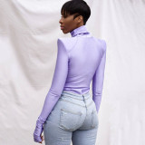 High Neck Long Sleeve Solid Bodysuit BLG-P1A6835A