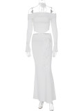 Sexy Tube Tops Long Sleeve Top Two Piece Skirt Set BLG-S3813934A