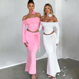 Sexy Tube Tops Long Sleeve Top Two Piece Skirt Set BLG-S3813934A