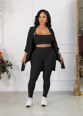 Solid Color Vest+Coat+Pants Three Piece Set MZ-2816