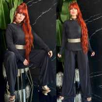 Loose Solid Color Long Sleeve Pants Two Piece Set MZ-2820
