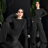Loose Solid Color Long Sleeve Pants Two Piece Set MZ-2820