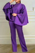 Fashion Long Sleeve Poncho Two Piece Pant Set LS-0402