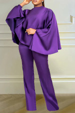 Fashion Long Sleeve Poncho Two Piece Pant Set LS-0402
