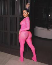 Casual Solid Color Hollow Out Two Piece Pants Set YS-871