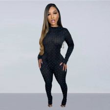 See Through Mesh Long Sleeve Jumpsuit NY-2989