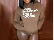 Letter Print Hooded Sweatshirt QYXZ-9158