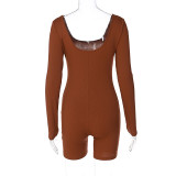 Long Sleeve U Neck Romper BLG-P2A10697A