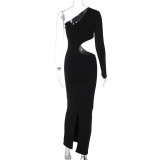 Sexy Hollow Out Single Long Sleeve Long Dress BLG-D3813933A