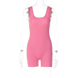 Solid Color U Neck Sport Romper BLG-P2C11423A