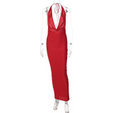 Sexy V-neck Backless Sleeveless Maxi Dress BLG-D238018K