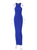 Solid Sleeveless O Neck Maxi Dress BLG-D2C11244A