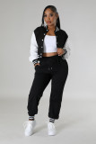 Fashion Patchwork Single-breasted Button 2 Piece Set FENF-6001