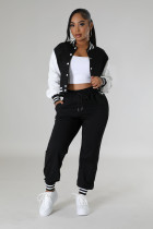 Fashion Patchwork Single-breasted Button 2 Piece Set FENF-6001