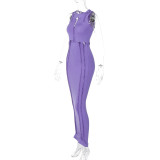 Solid Hollow Out Sleeveless Maxi Dress BLG-D3312011A