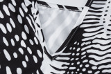 V Neck Backless Split Print Maxi Dress BLG-D3211850A