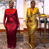 Slim V Neck Hollow Out Maxi Dress NY-3101