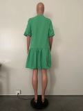 Solid Color Flare Sleeve Midi Dress OD-8584