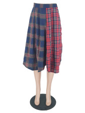 Casual Slit Plaid Half-body Skirt ZDF-31333