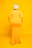 Plus Size Solid Color Long Sleeve Maxi Dress HNIF-OPP056