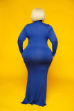 Plus Size Solid Color Long Sleeve Maxi Dress HNIF-OPP056