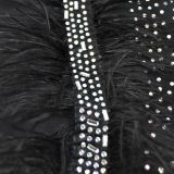 Sleeveless Mesh Hot Drill Feather Mini Dress BY-6815