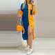 Plus Size Half Sleeve Contrast Color Midi Dress  HNIF-DHN053