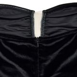 Solid Color Velvet Sexy Pleated Mini Dress BY-6803