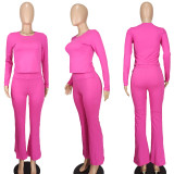Fashion Solid Color Long Sleeve Two Piece Pants Set YD-012-D2