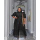 Plus Size See-through Mesh Patchwork Half Sleeve Cake Dress QYXZ-9104