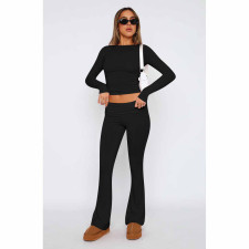 Fashion Solid Color Long Sleeve Two Piece Pants Set YD-012-D2
