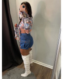 Fashion Multi-pocket Slim Denim Skirt QXTF-82051