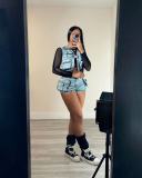 Fashion Multi-pocket Vest Denim Two Piece Short Set YMEF-51065