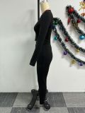 Printed Patchwork Color Blocking Long Sleeve Two Piece Set NY-10709