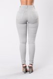Solid Color Slim Jeans GXJF-6338-1
