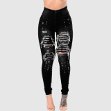 Fashion High Waist Holes Pencil Jeans GXJF-Amy33-207sj28