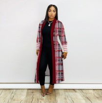 Plus Size Print Long Sleeve Knit Coat GRNH-8078