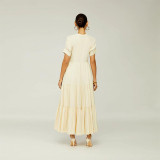 Solid Color Short Sleeve Loose Knit Maxi Dress GRNH-28302