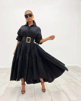 Plus Size Loose Long Sleeve Solid Maxi Dress GRNH-RNH28187