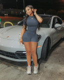Solid Color Short Sleeve Short Two Piece Set YD-014-B2
