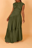 Solid Color Sleeveless Wrinkled Loose Maxi Dress BGN-301