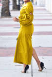 Solid Single Shoulder Sleeve Split Maxi Dress BGN-295