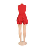 Sleeveless Vest And Tassel Shorts Two Piece Set AIL-236