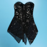 Beaded Mesh See-through Splicing Mini Dress NY-3120